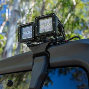 Jeep Wrangler JT Light Mounts - Rear - Go Rhino - Hard Top Rear for 3x3 LED Cubes - Textured Black - `18-`20